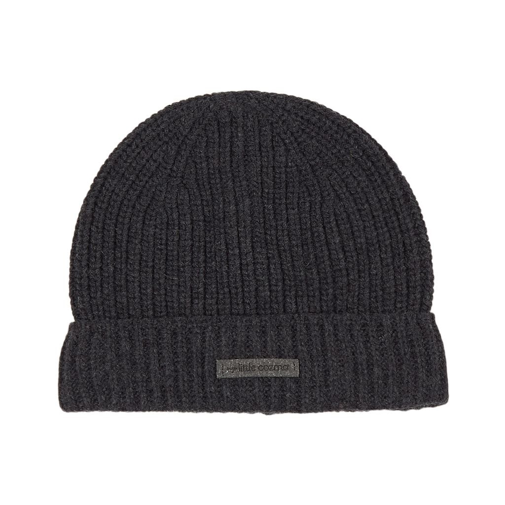 Rib-knit Beanie Dark Gray