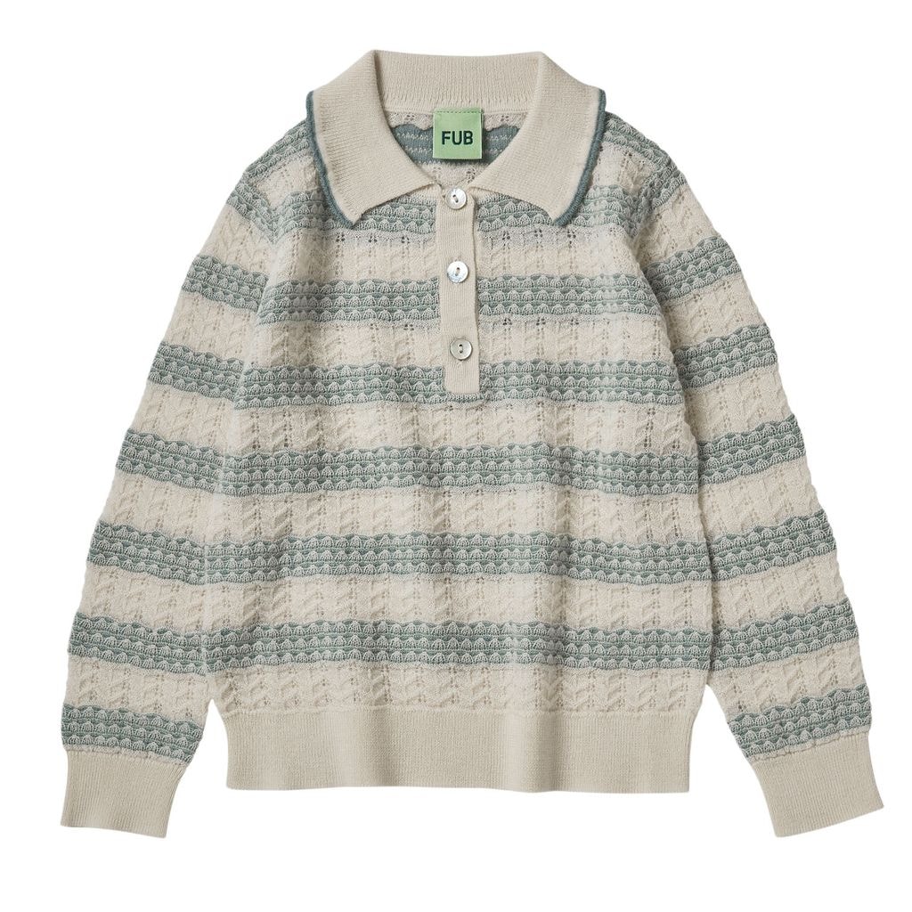 Pointelle Polo Ecru/Misty Green