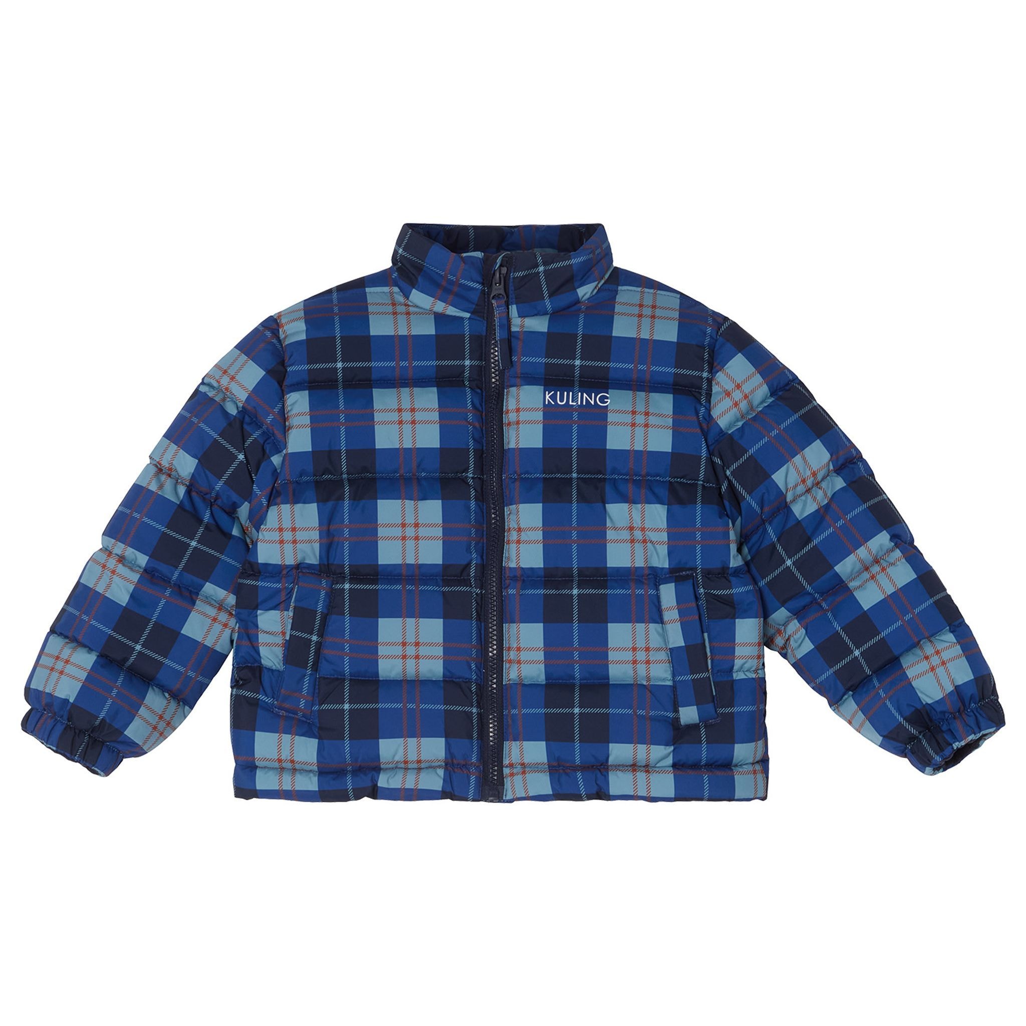 Bern Checked Puffer Jacket Blue