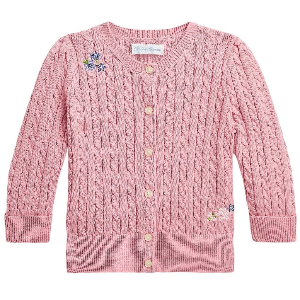 Cable Knit Baby Cardigan Tickled Pink