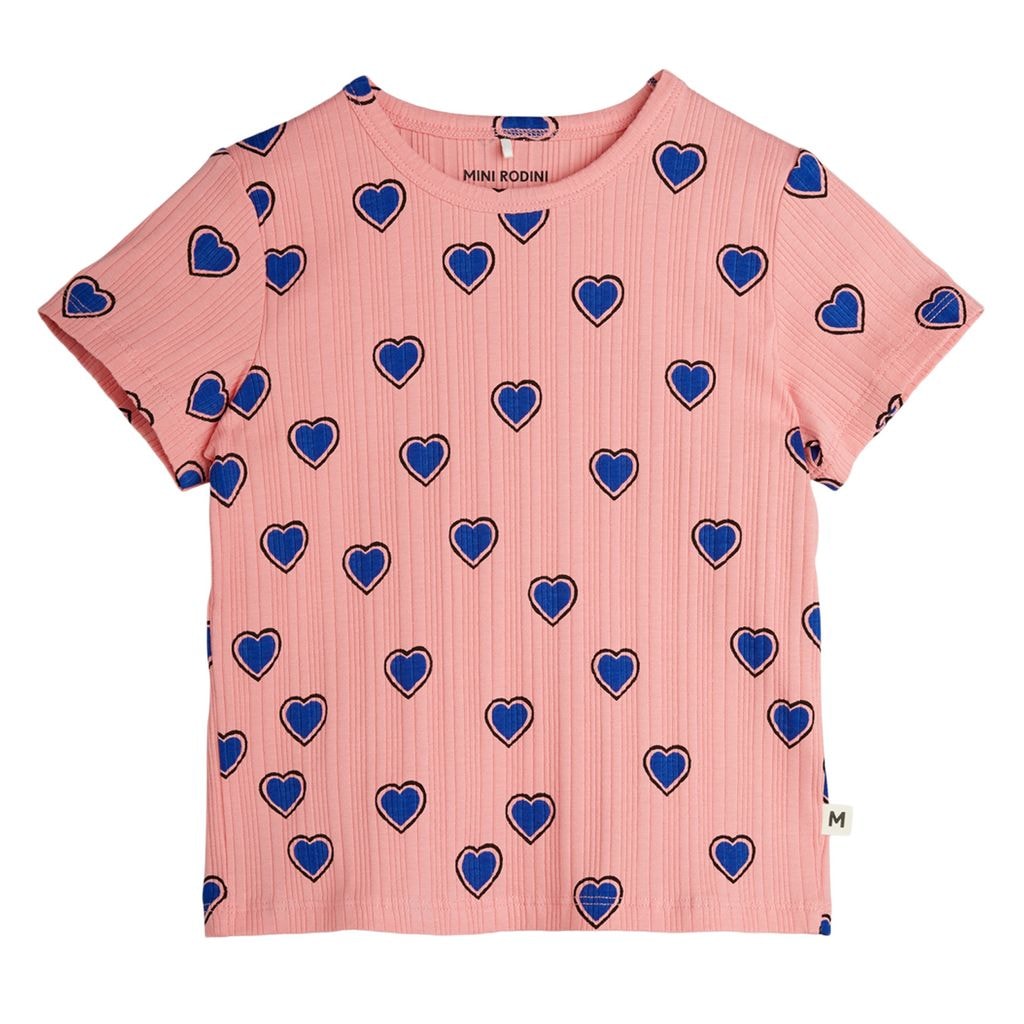 GOTS Outlined Hearts Aop 티셔츠 Pink