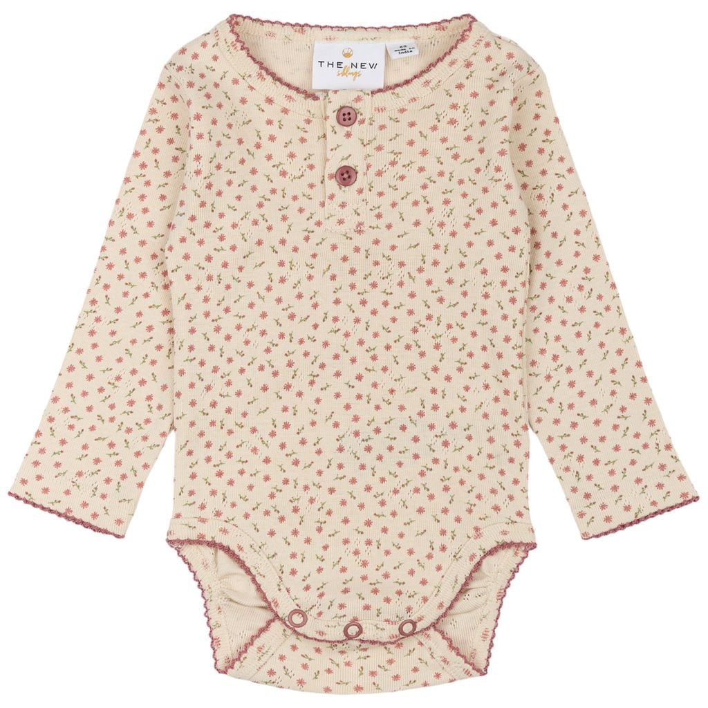 GOTS Odette Pointelle Baby Body White Swan Aop