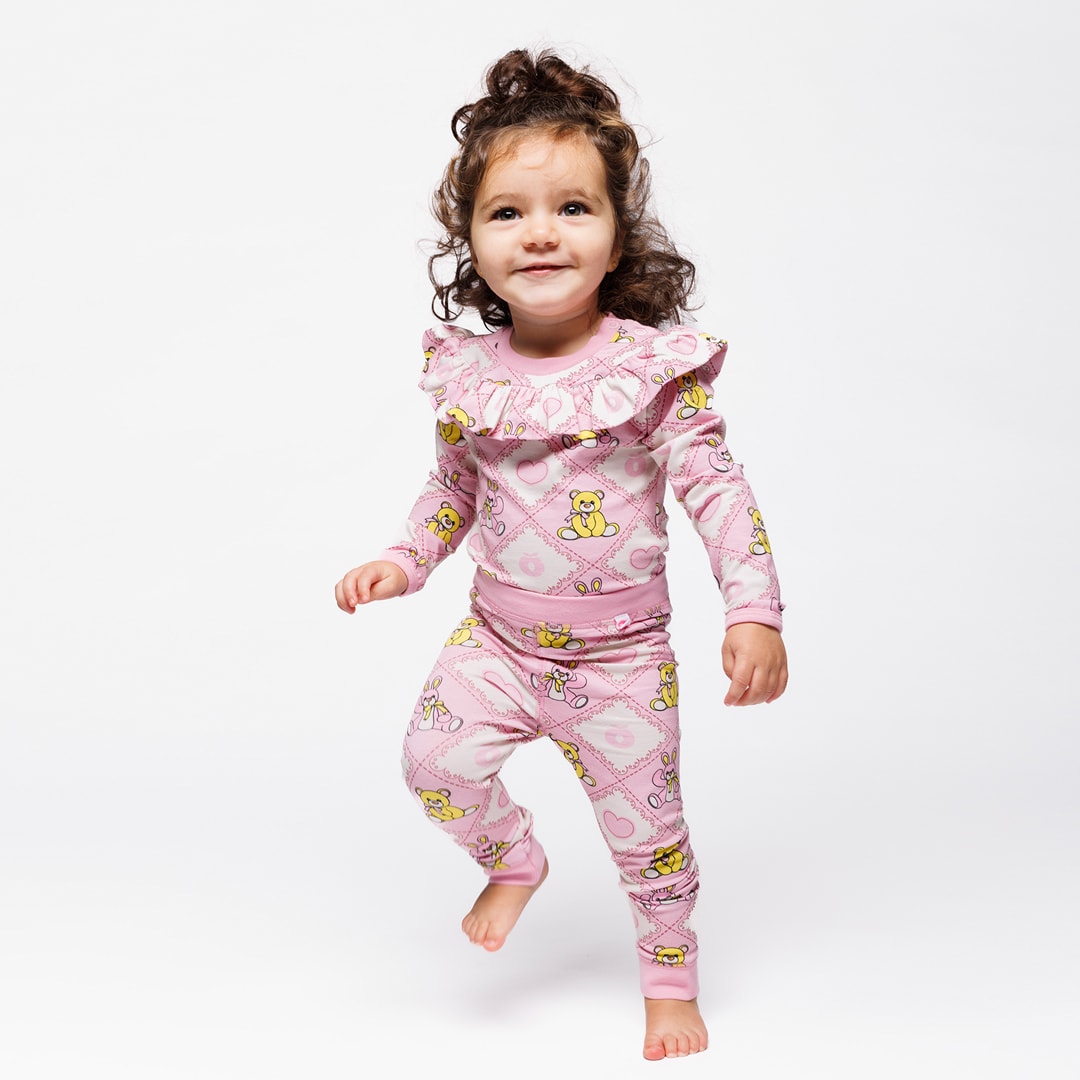 Elstar Leggings För Baby Med Nallebjörnar Rosa Lace