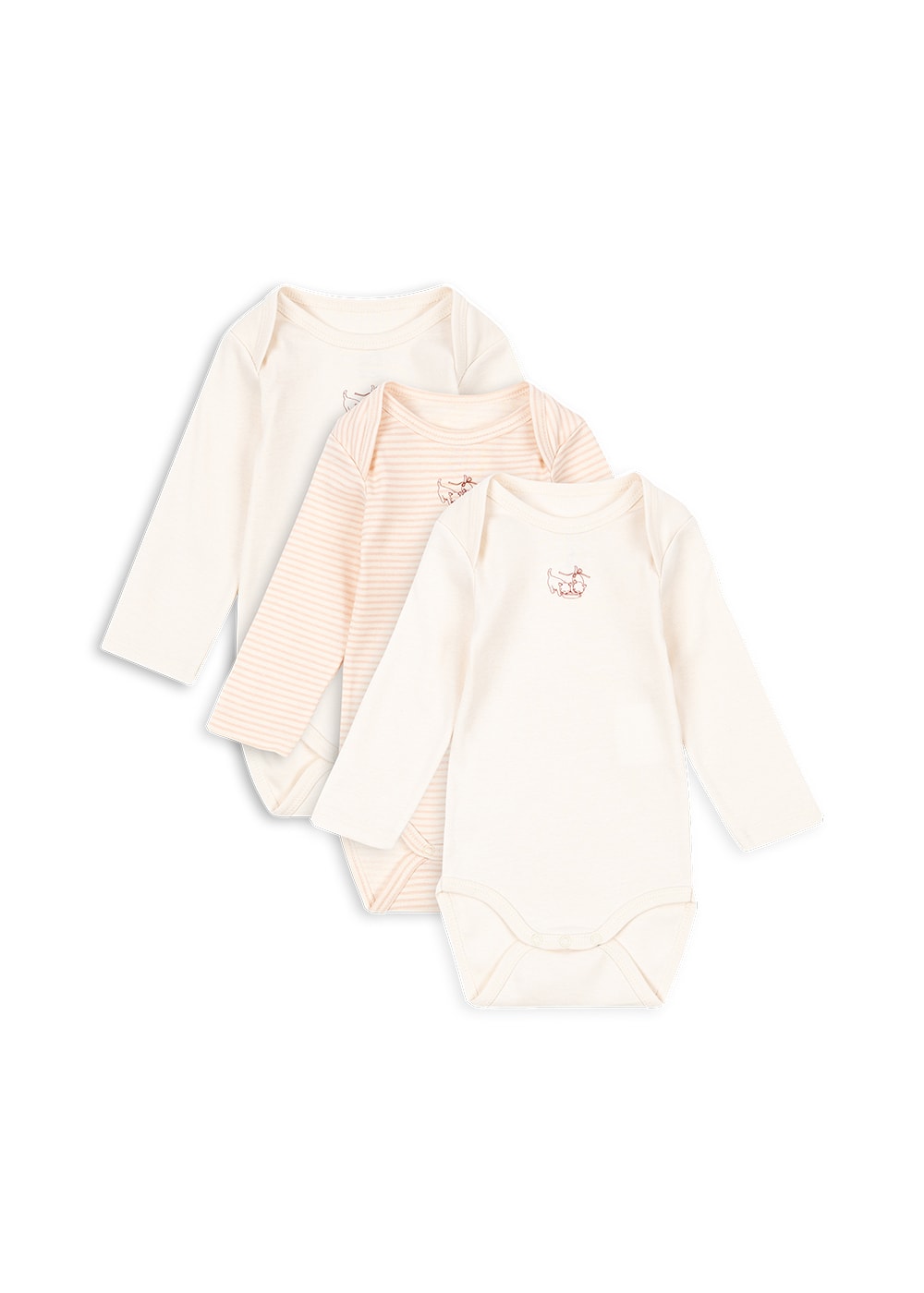 Fio Stripe 3-pack Long Sleeves Body Blush Mix