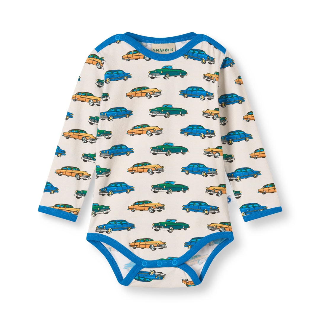 Elstar Long-Sleeved Baby Body With Cars Vanilla