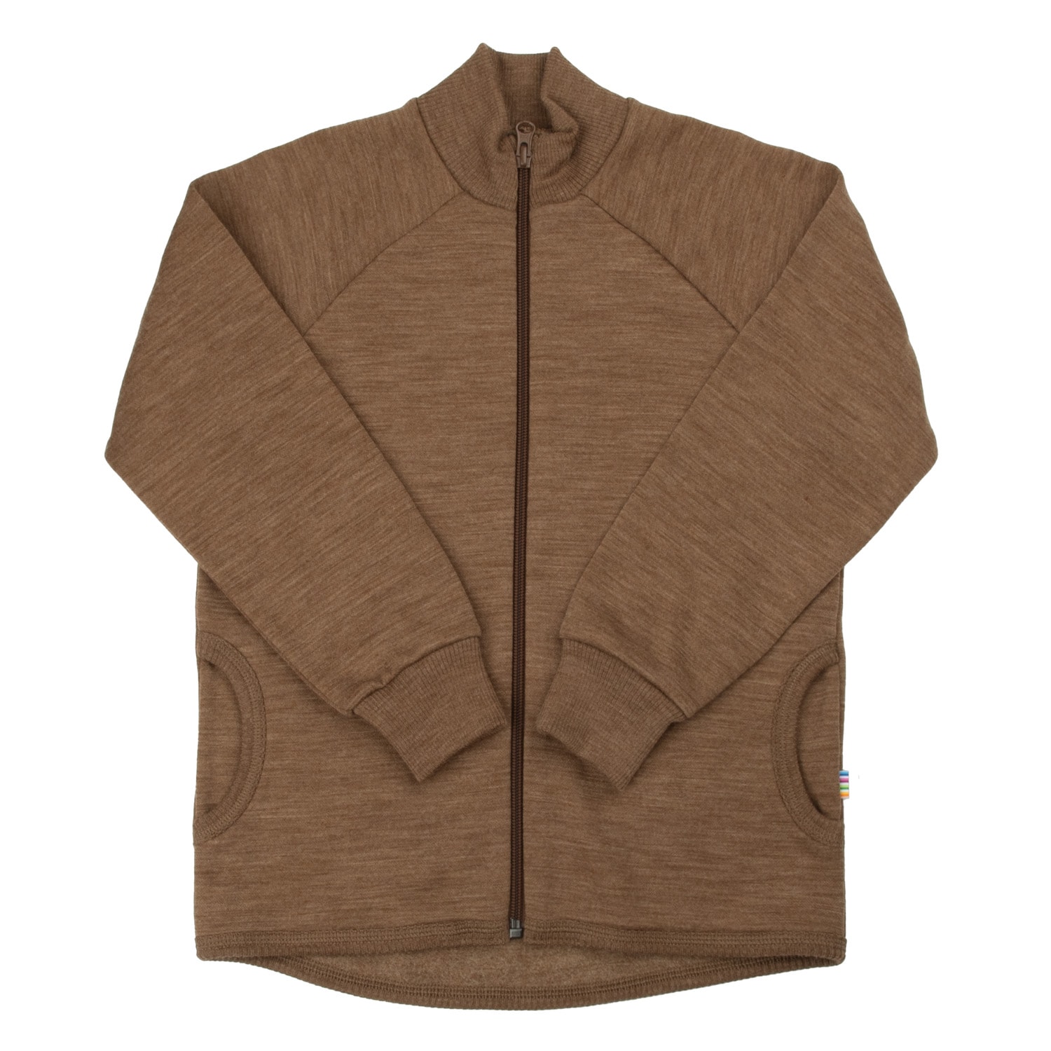 Wool Cardigan With Zipper Warm Brown