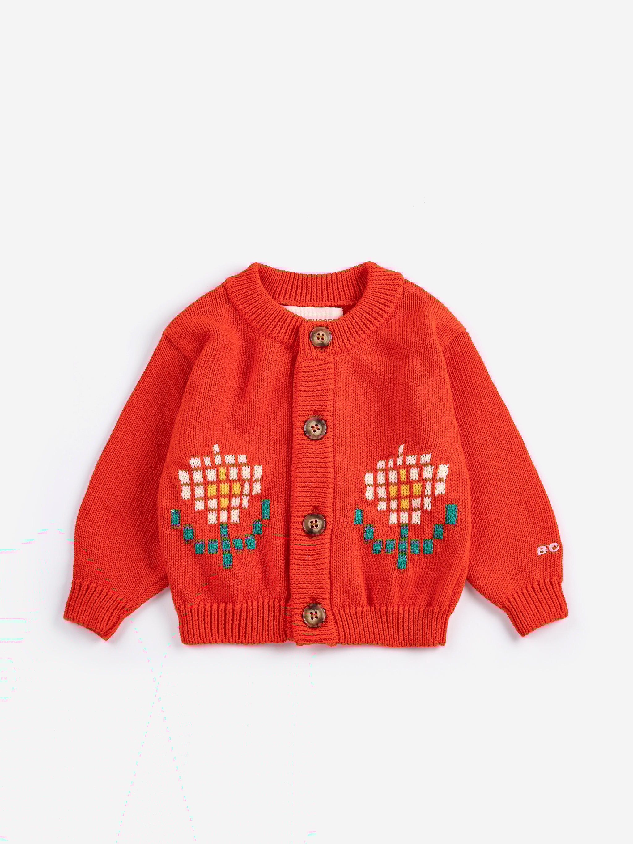 Pixel Daisy Cardigan Red 