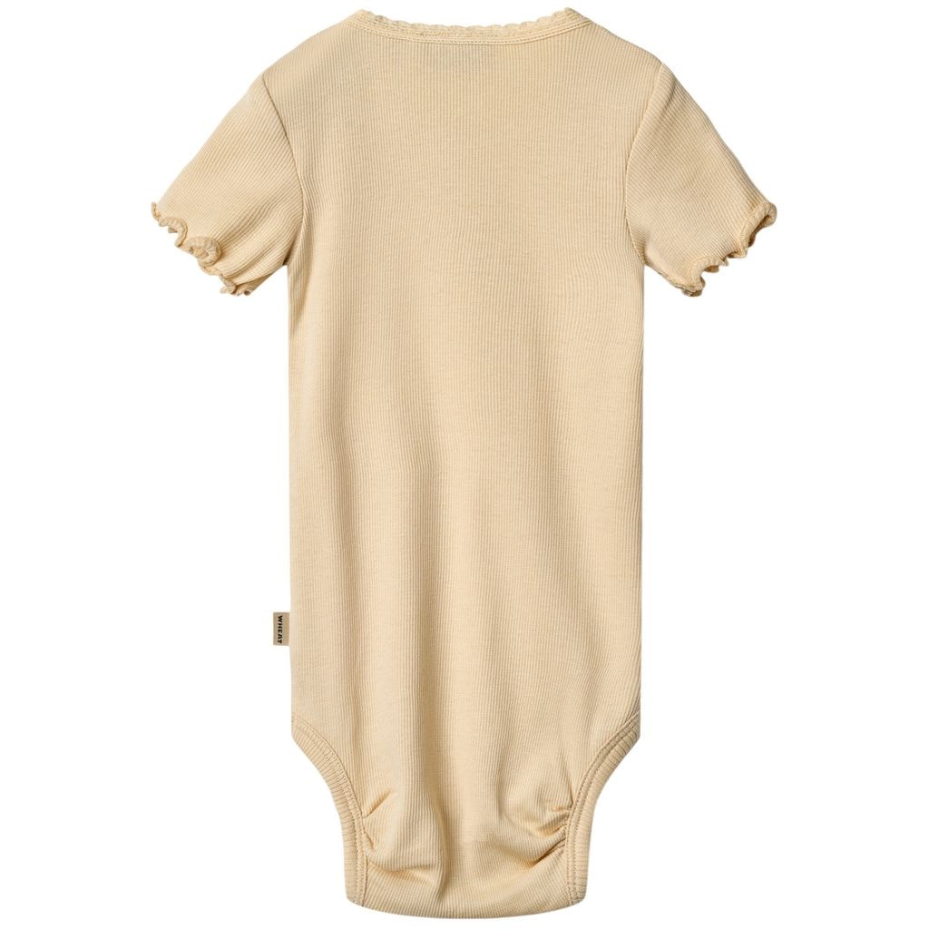 Edna Ribbad Kortärmad Baby Body Macadamia