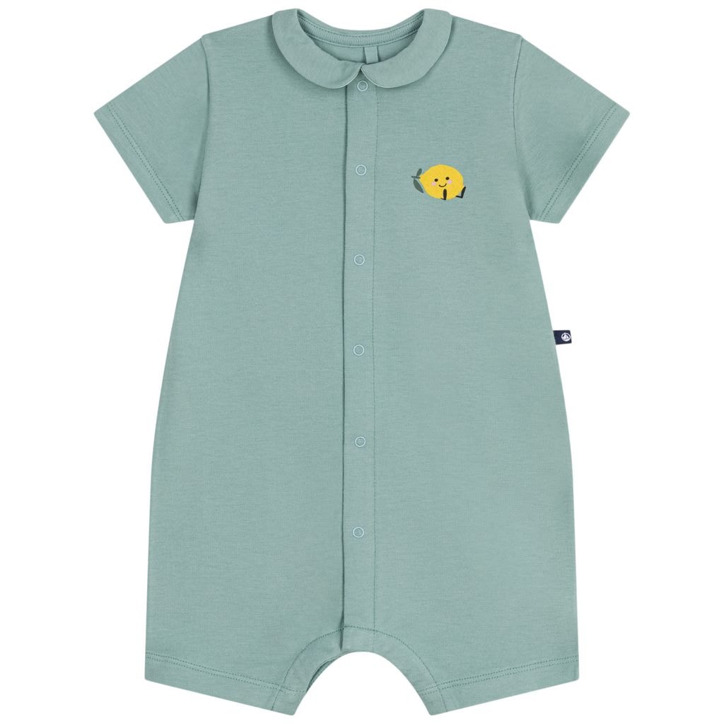 Short-Sleeved Playsuit With Collar Vert