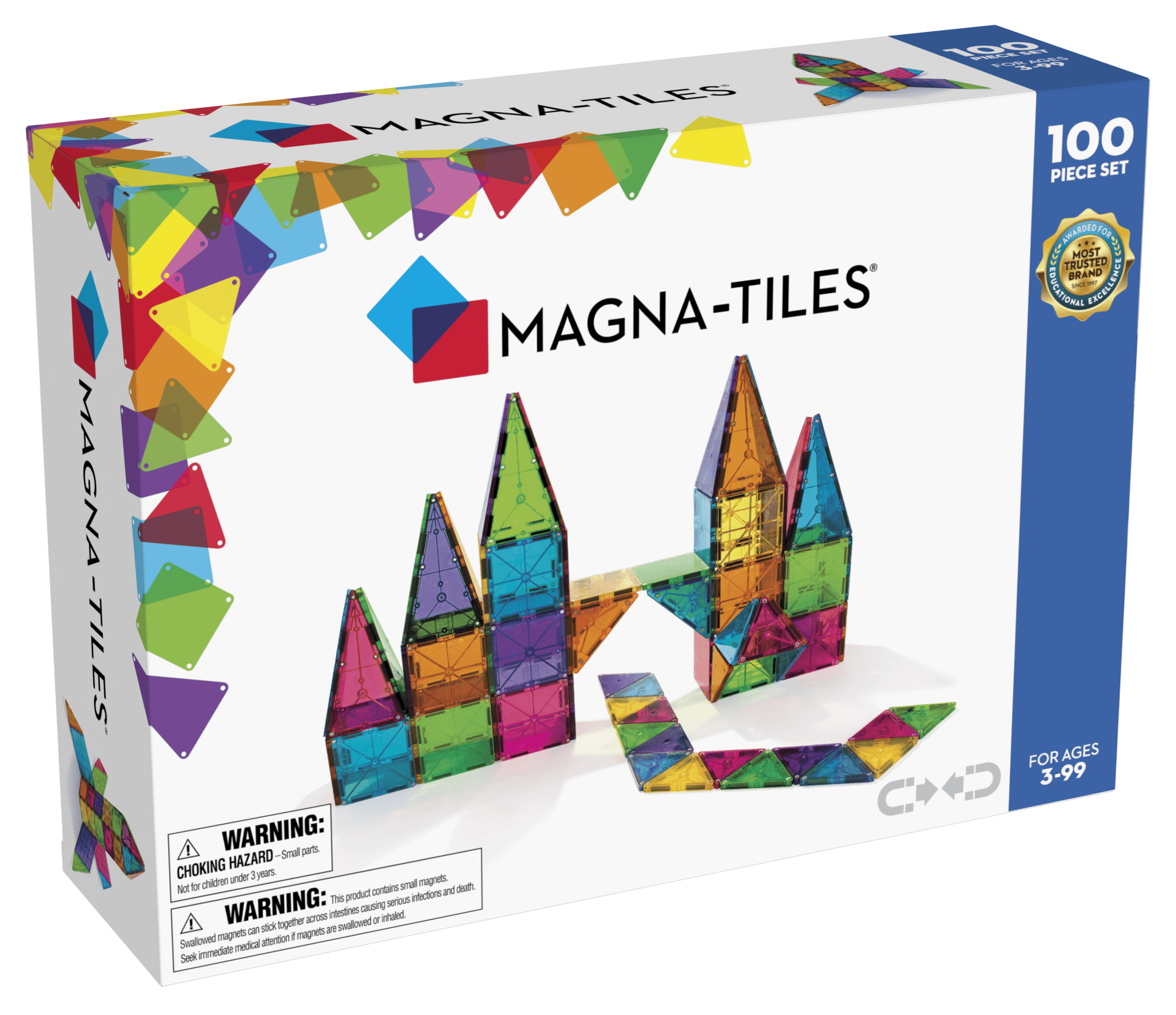MAGNA-TILES Clear Colours 100 Pcs Clear Colours