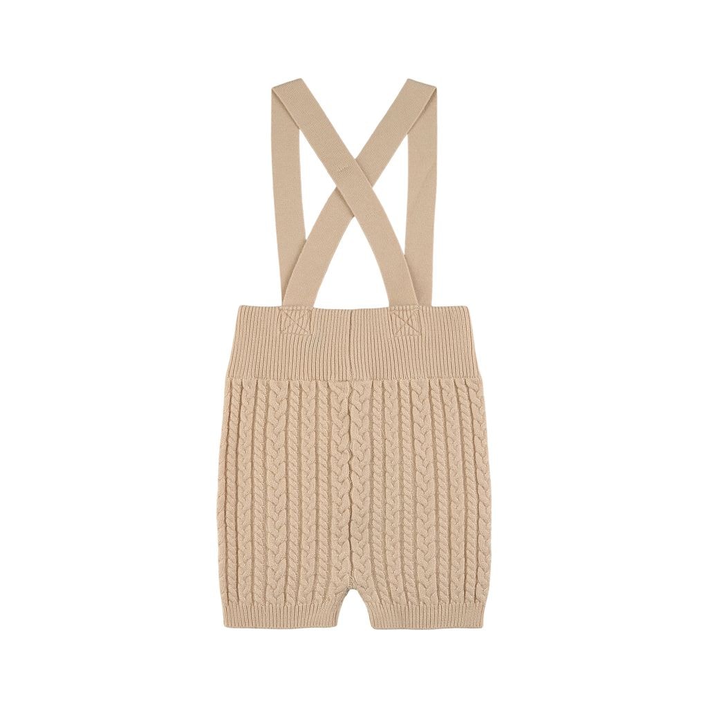 Mini Kabelstickade Shorts Med Hängslen Off White