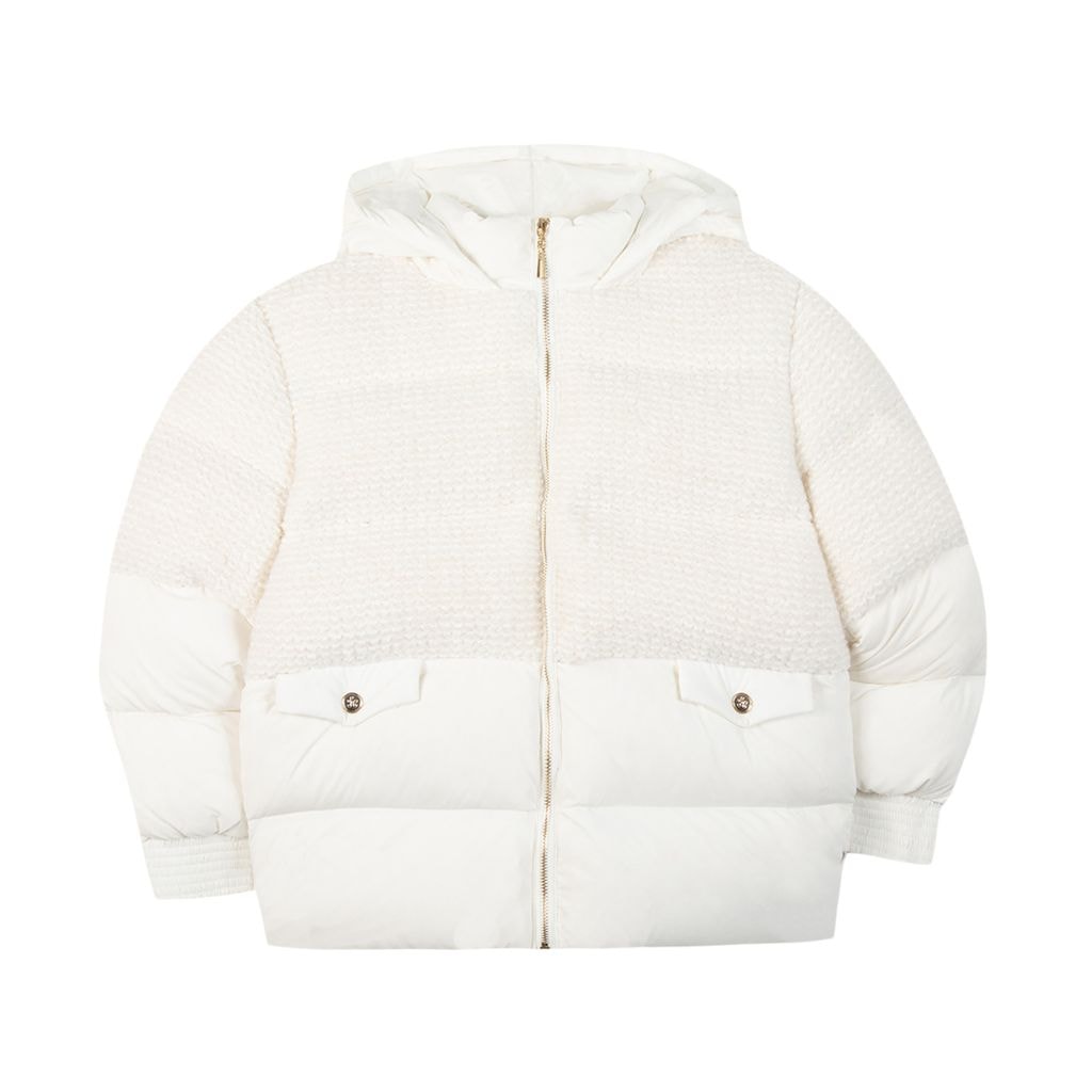 Down Jacket Wool Boucle Cream