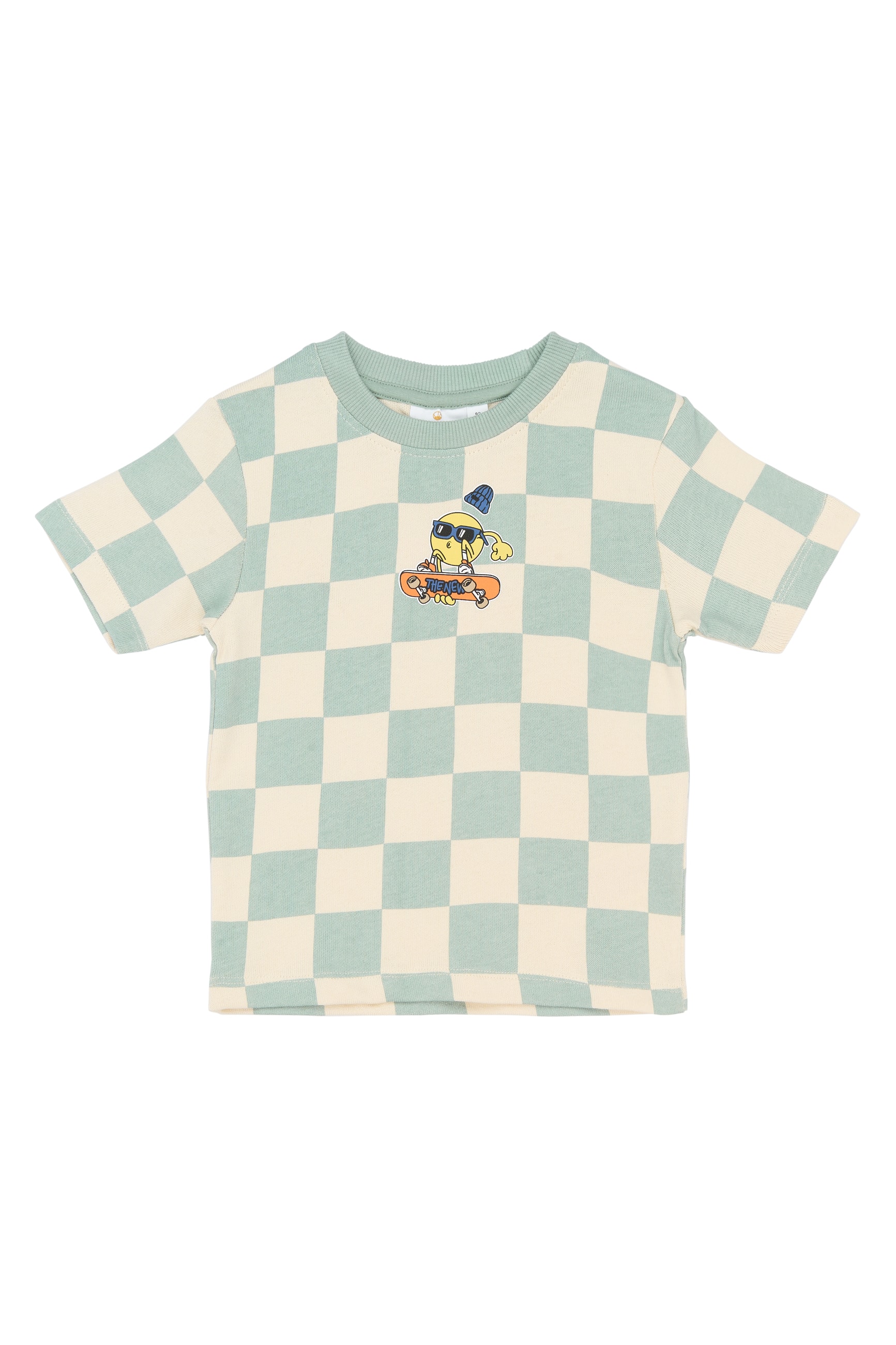Sebaian Kortärmad Top Aqua Gray Aop