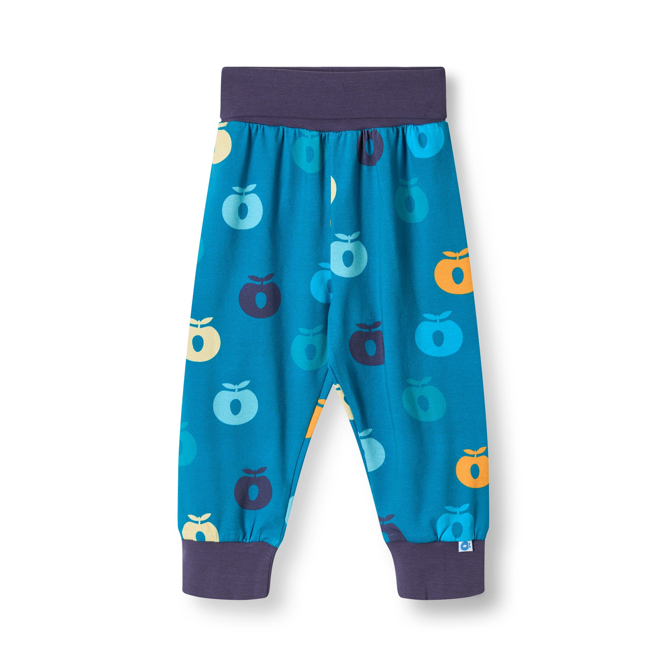 Ulm Pants For Baby with Apples Solid blue