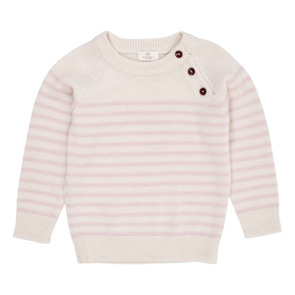 Merino Classic Randig Pullover Cream/Dusty Rose Stripe