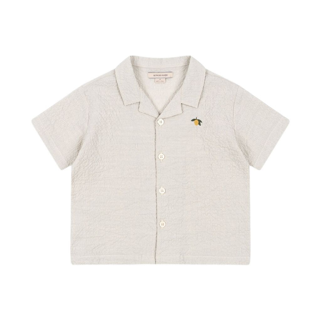 GOTS Elliot Short-Sleeved Shirt Quarry Stripe