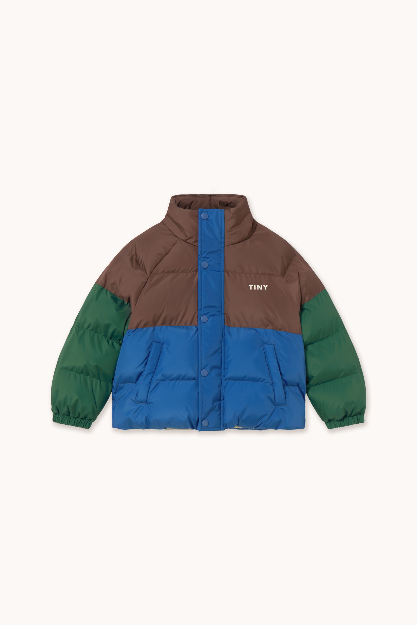Color Block Kort Vadderad Jacka Dark Blue
