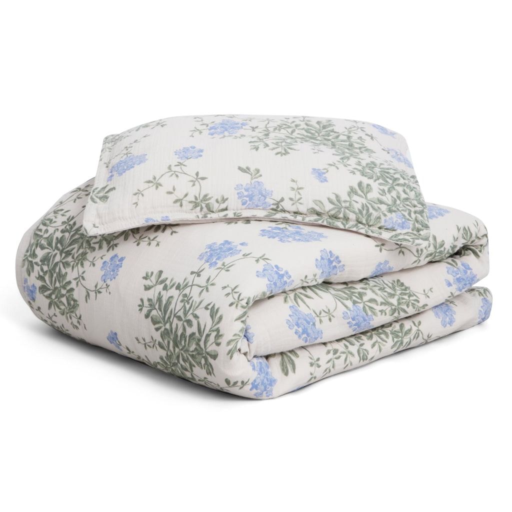 100x130 / 35x55  cm Muslin Blomstret Junior Sengetøj Sæt Plumbago