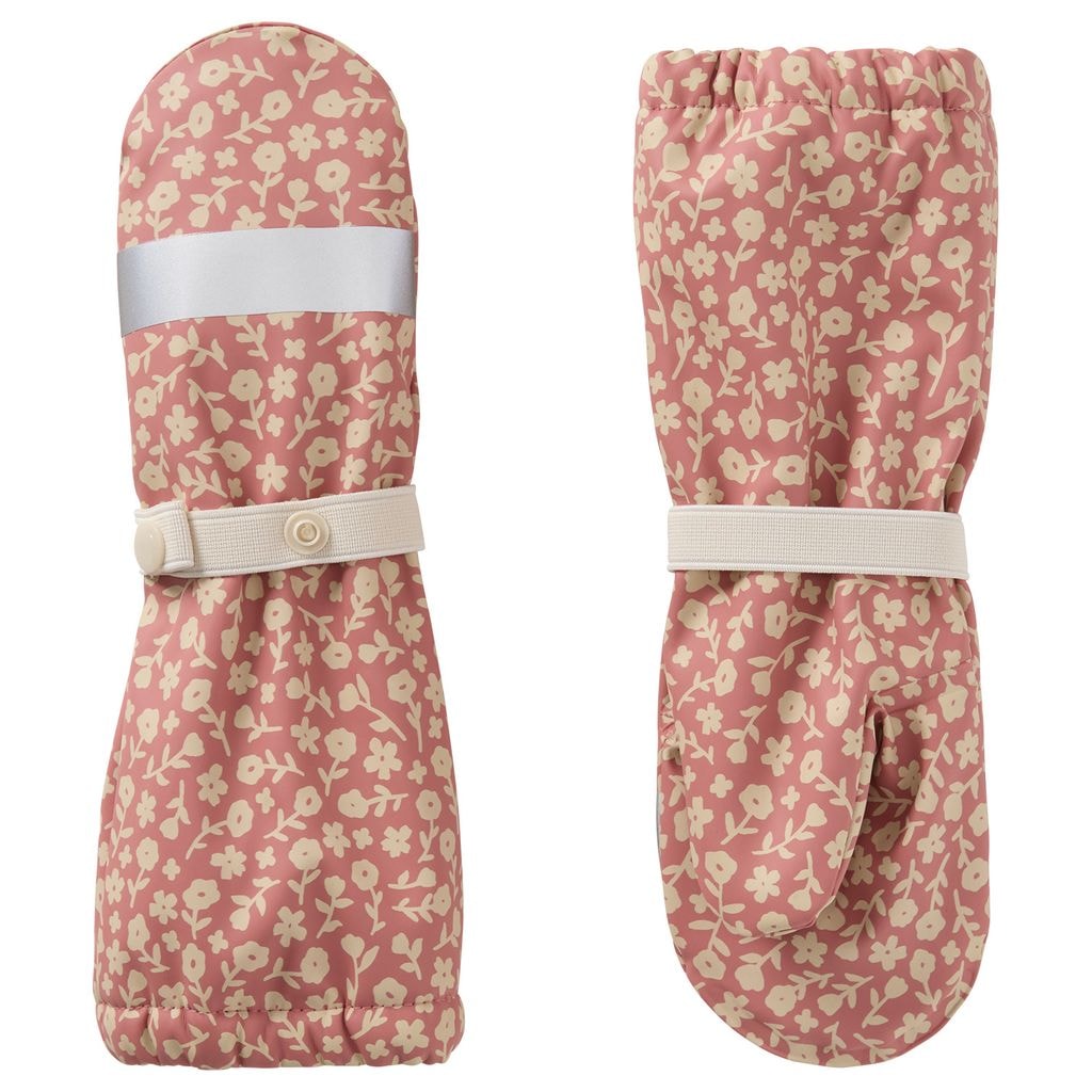 Vilnius Lined Rain Mittens Desert Pink Flower