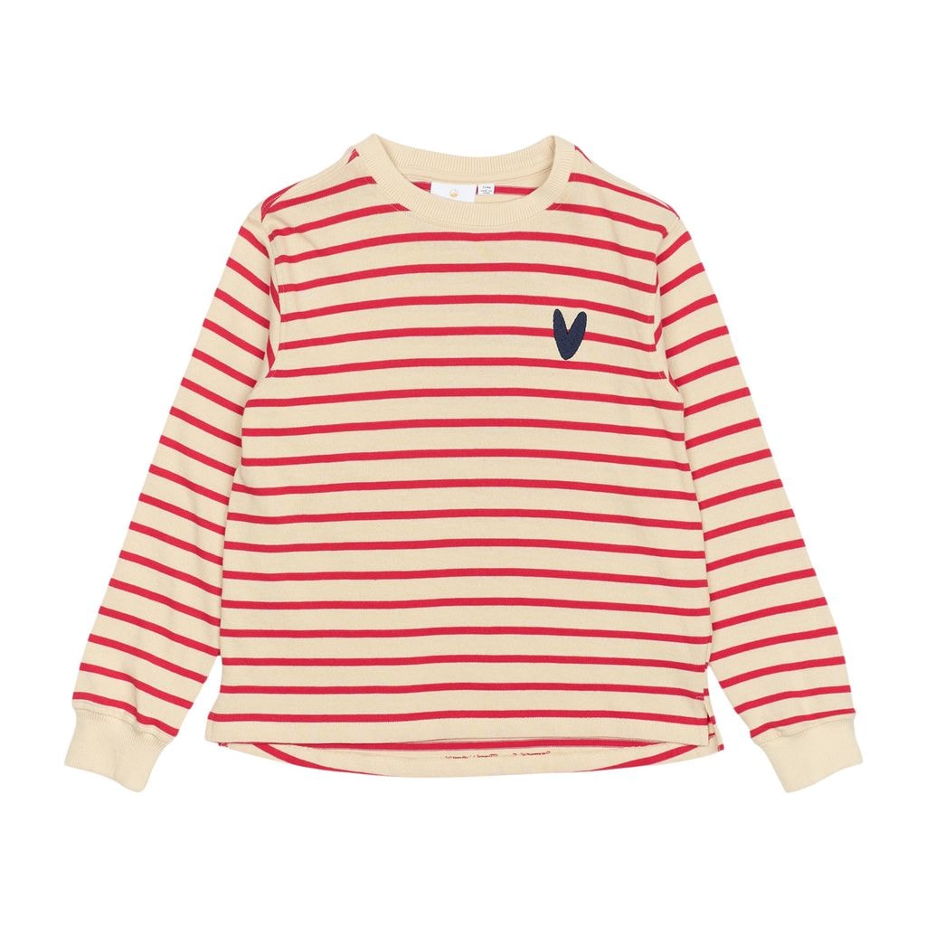 GOTS Nil Sweatshirt Poppy Red Striped