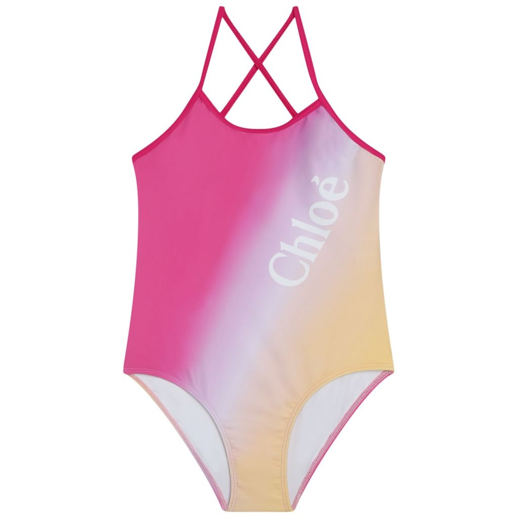 Swimsuit With Tie Dye Look Pink