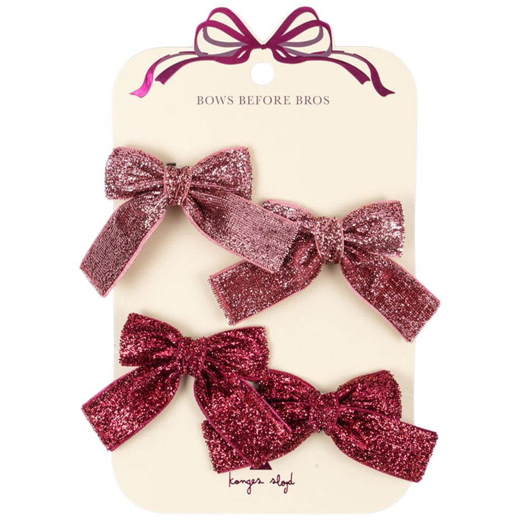 4-Pack Glitter Bow 헤어 클립 Pink Mix