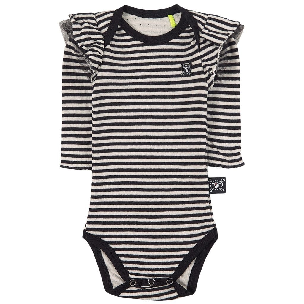 Striped Ruffled Baby Body White