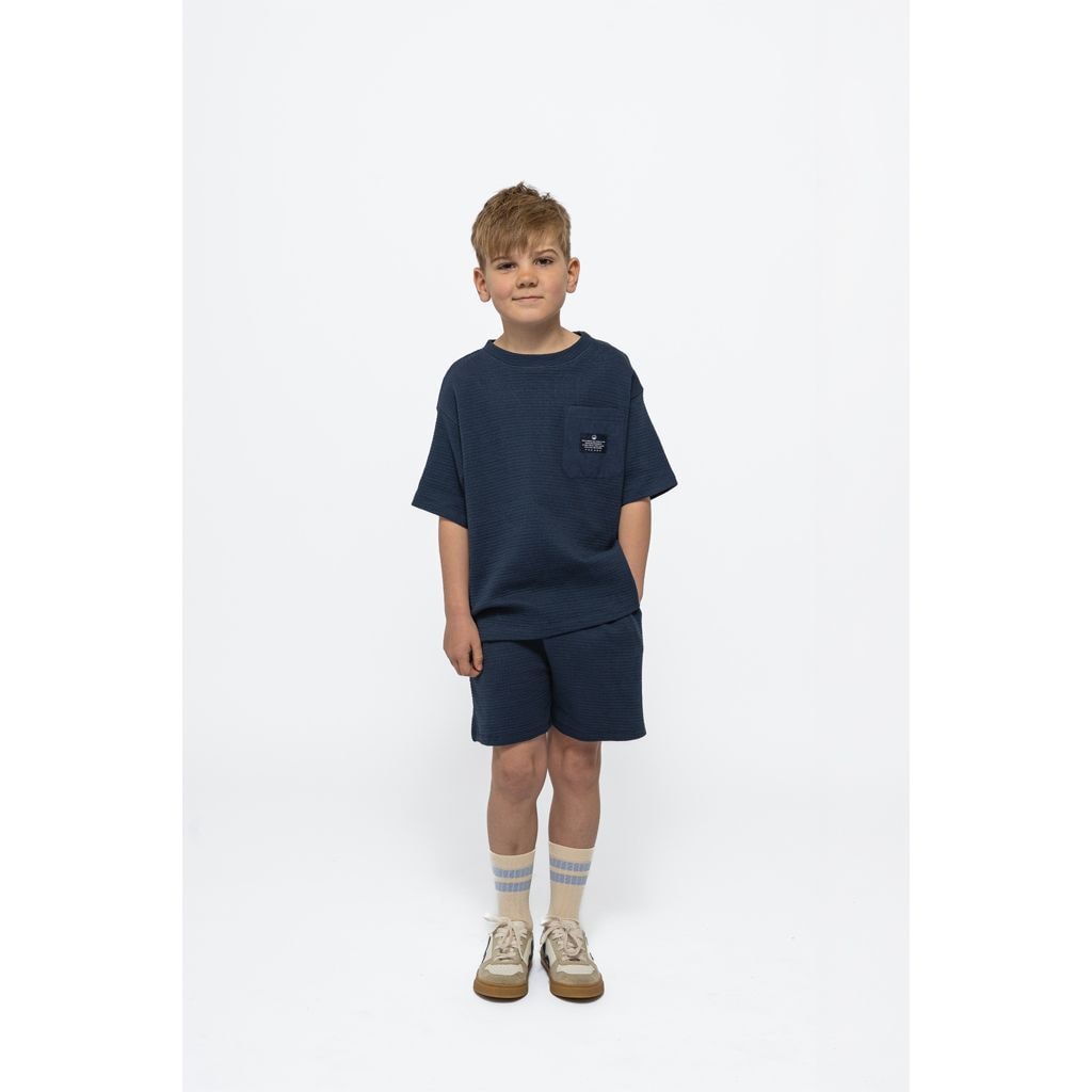 GOTS Nudvig Waffle Shorts Mood Indigo