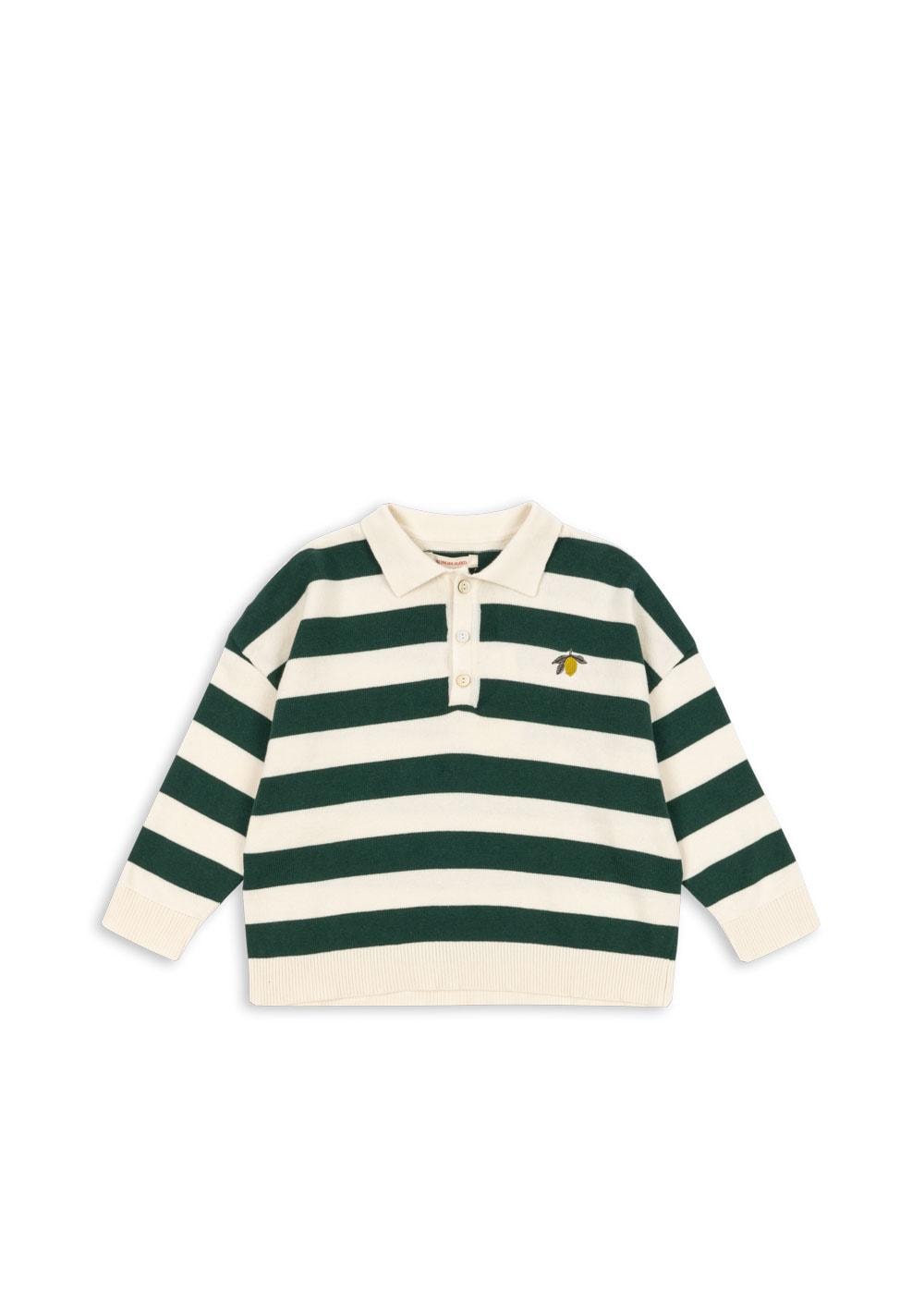 Manis Knit Polo Pine Grove Stripe