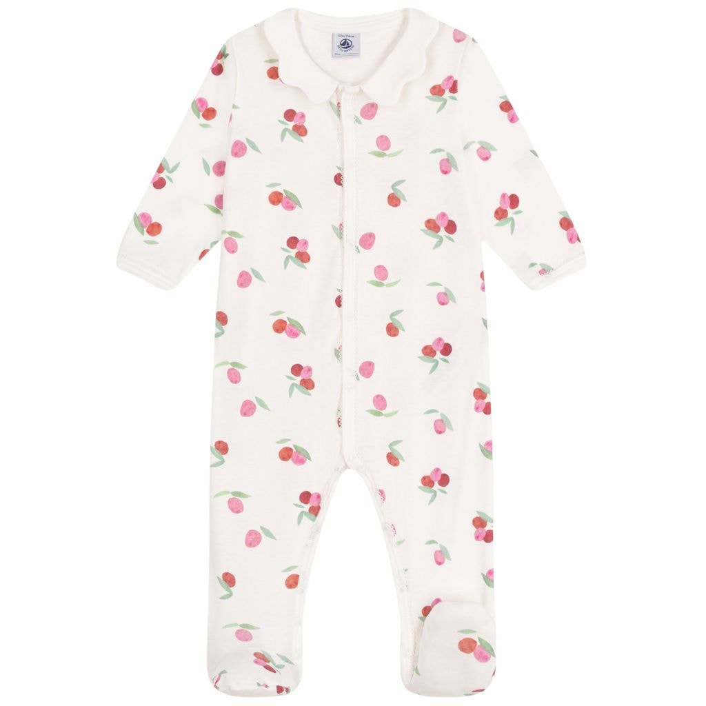 Fruits Onesie With Petal Collar Marshmallow Multicolor