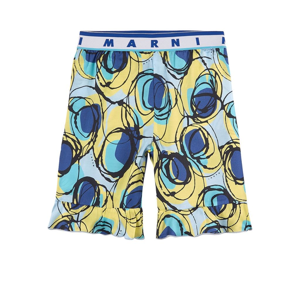 Branded Ruffled Shorts Surf Bluette