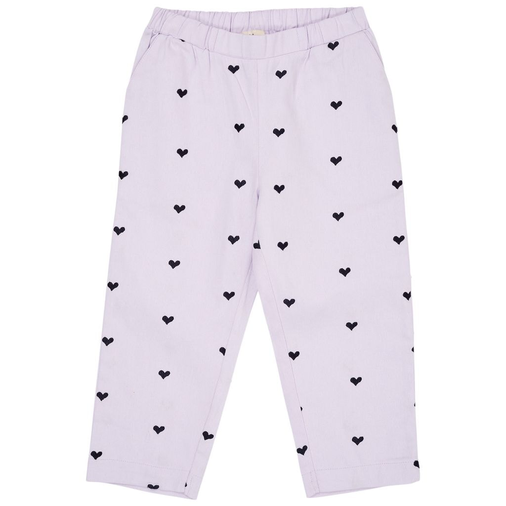 Twill Heart Pants Lavender med Navy Hearts