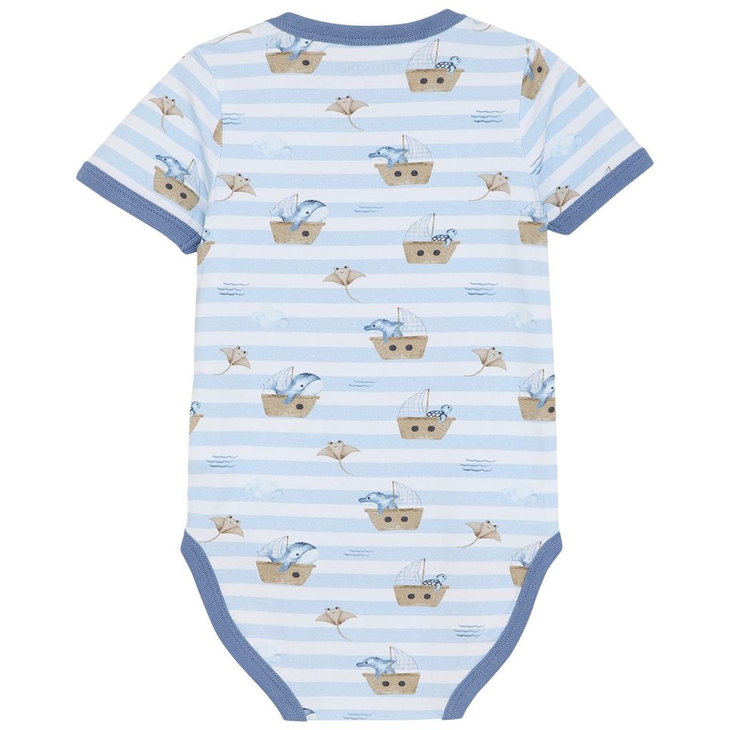 GOTS Kortärmad Baby Body Aop Skyway
