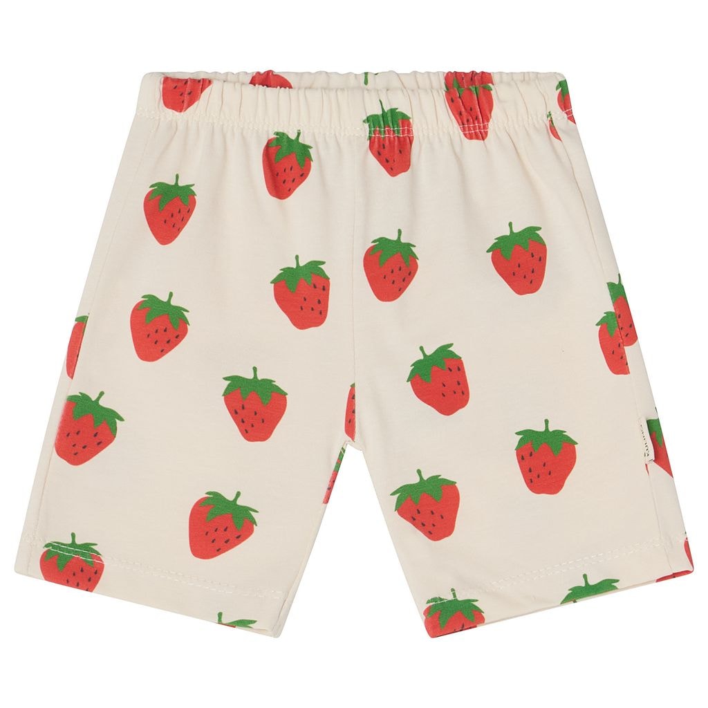 GOTS Patras Mønstret Sykkelshorts Med Jordbær Foggy White