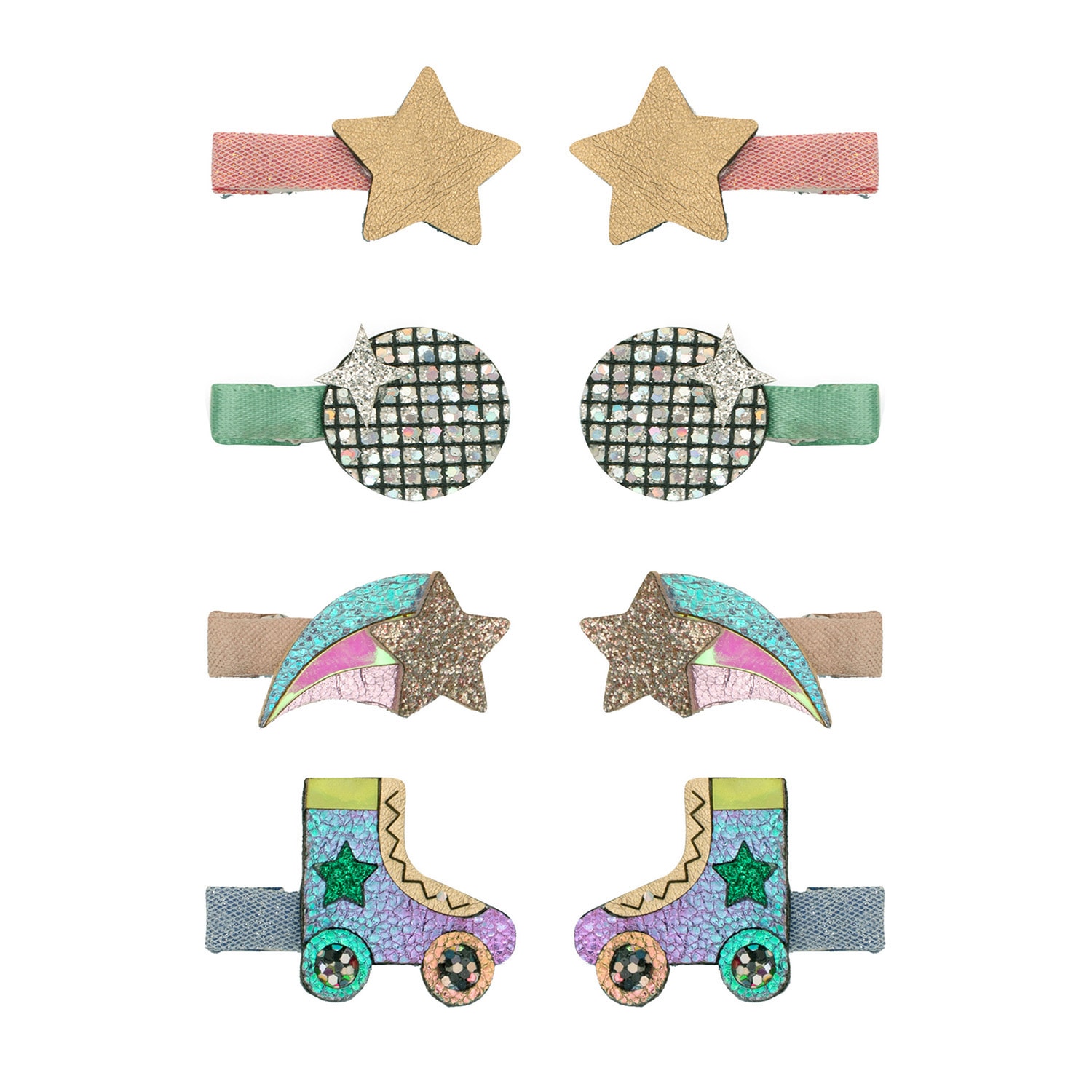 Mini Disco Diva Dancing Queen 8 Hair Clips Purple 