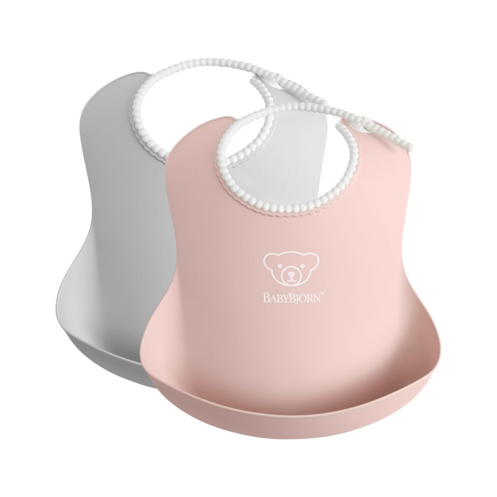 2-Pack Ruokalaput Powder Pink/Grey