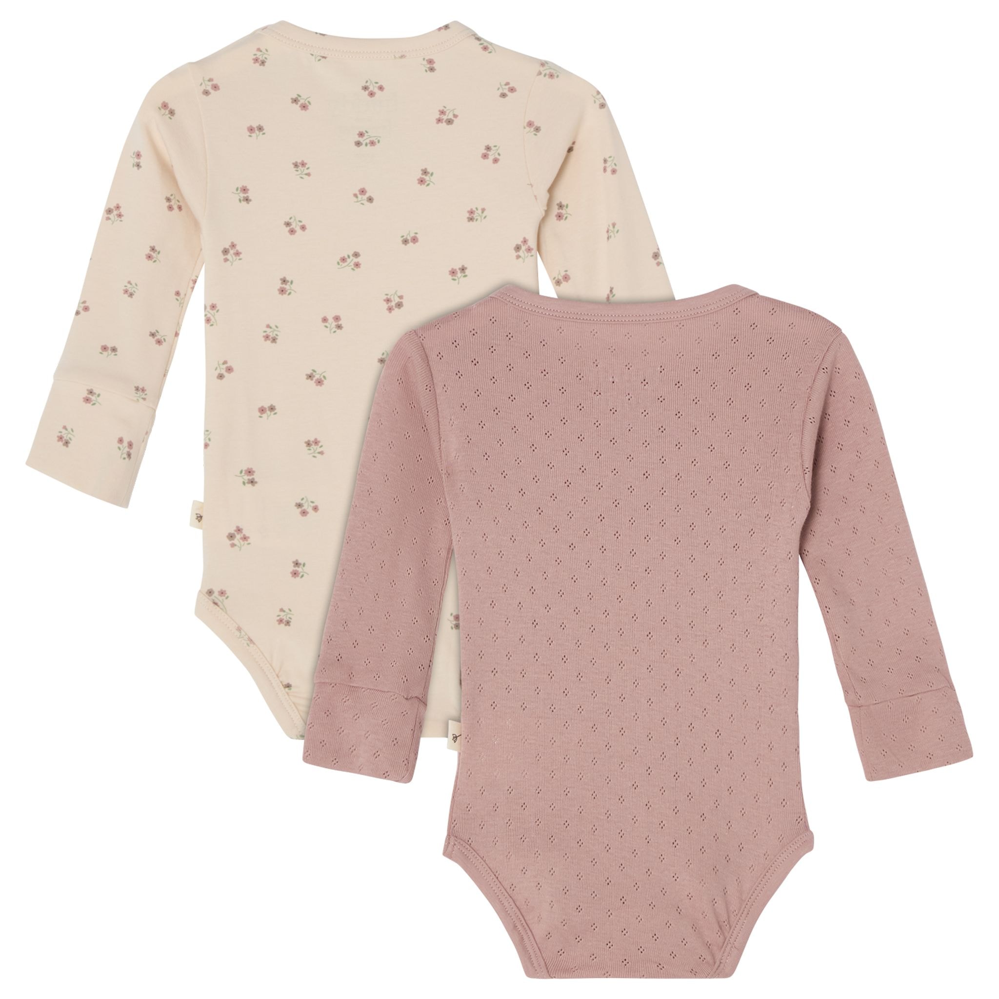 Petter Baby Body Pink Mauve/Flowers 2-Pack