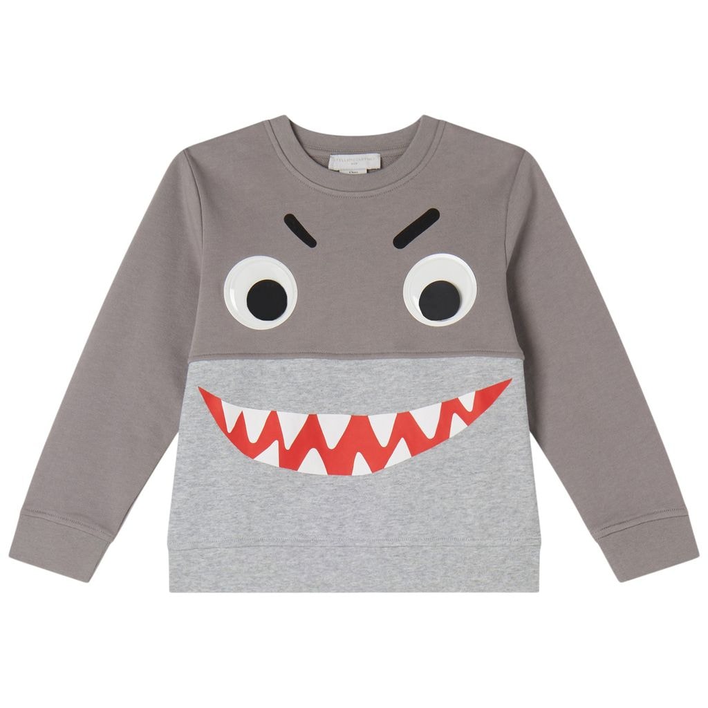 Sweatshirt With Shark Print Gray