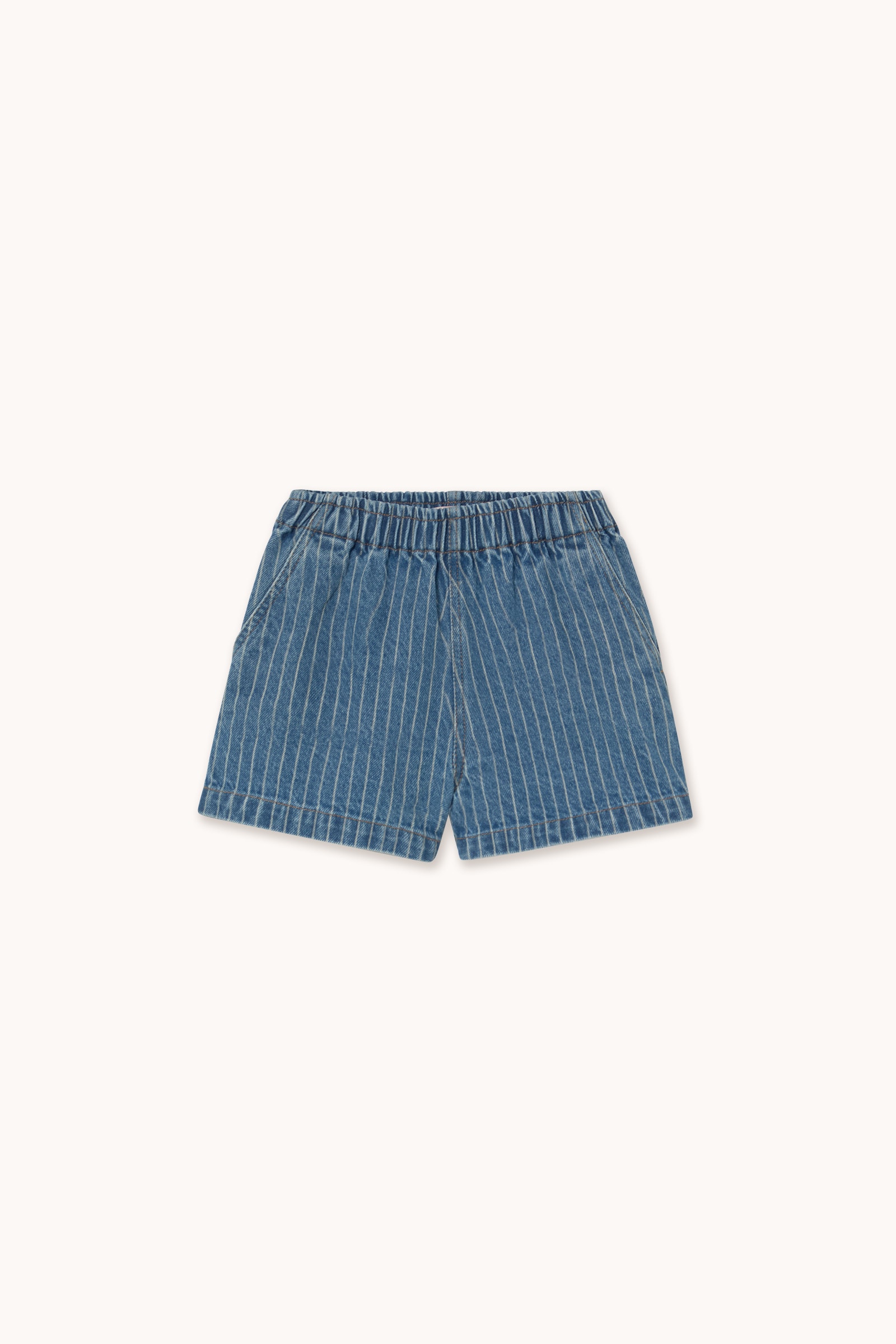 Stripes Denim Shorts Light Wash Denim 