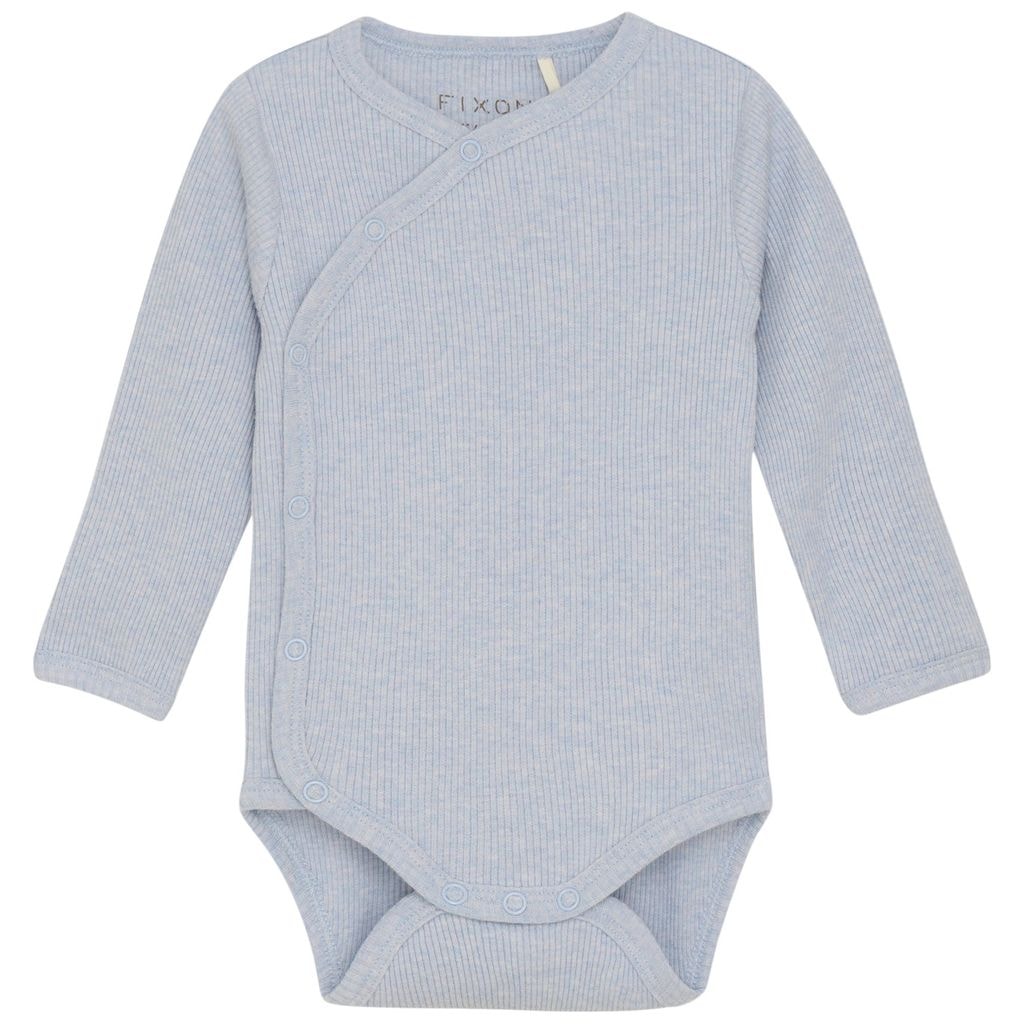Wrap Body LS Mélange Rib Zen Blue Zen Blue Wrap Baby Body -vauvabody
