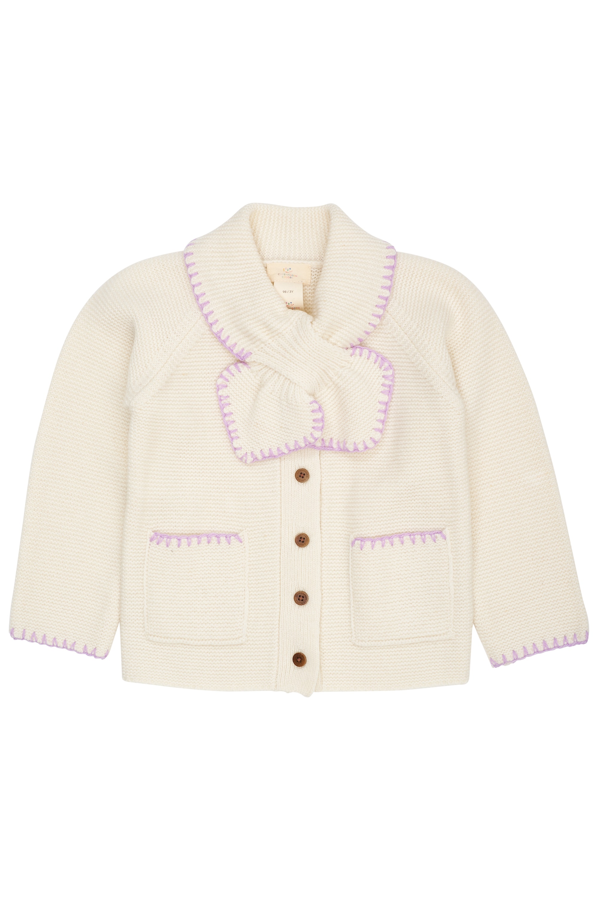 칼라 램스울 카디건 Cream Lavender