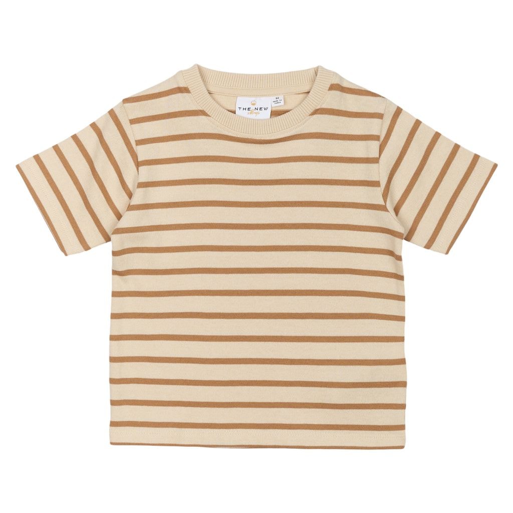 GOTS Nat Uni 티 Indian Tan Striped