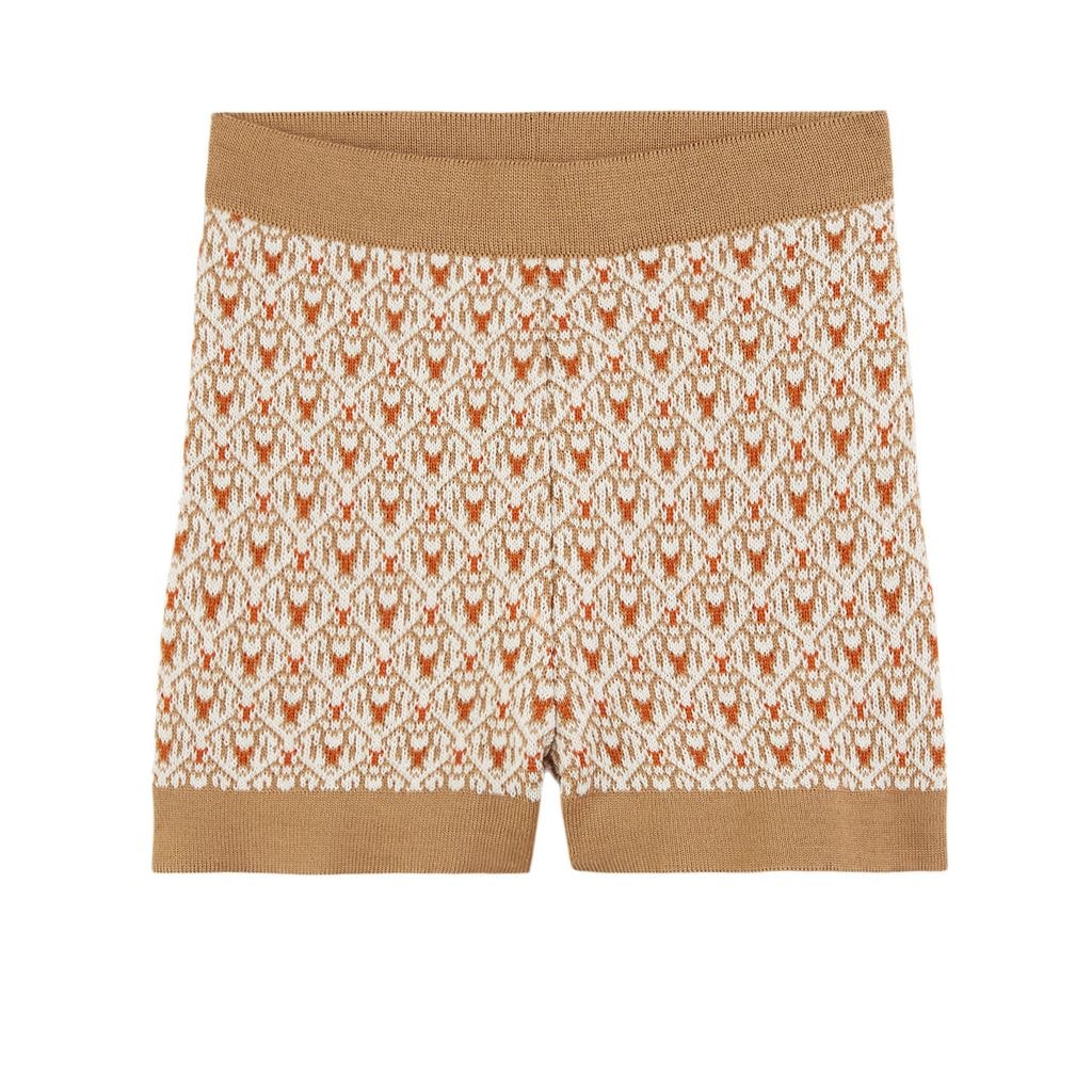 Intarsia Shorts Cannoli White