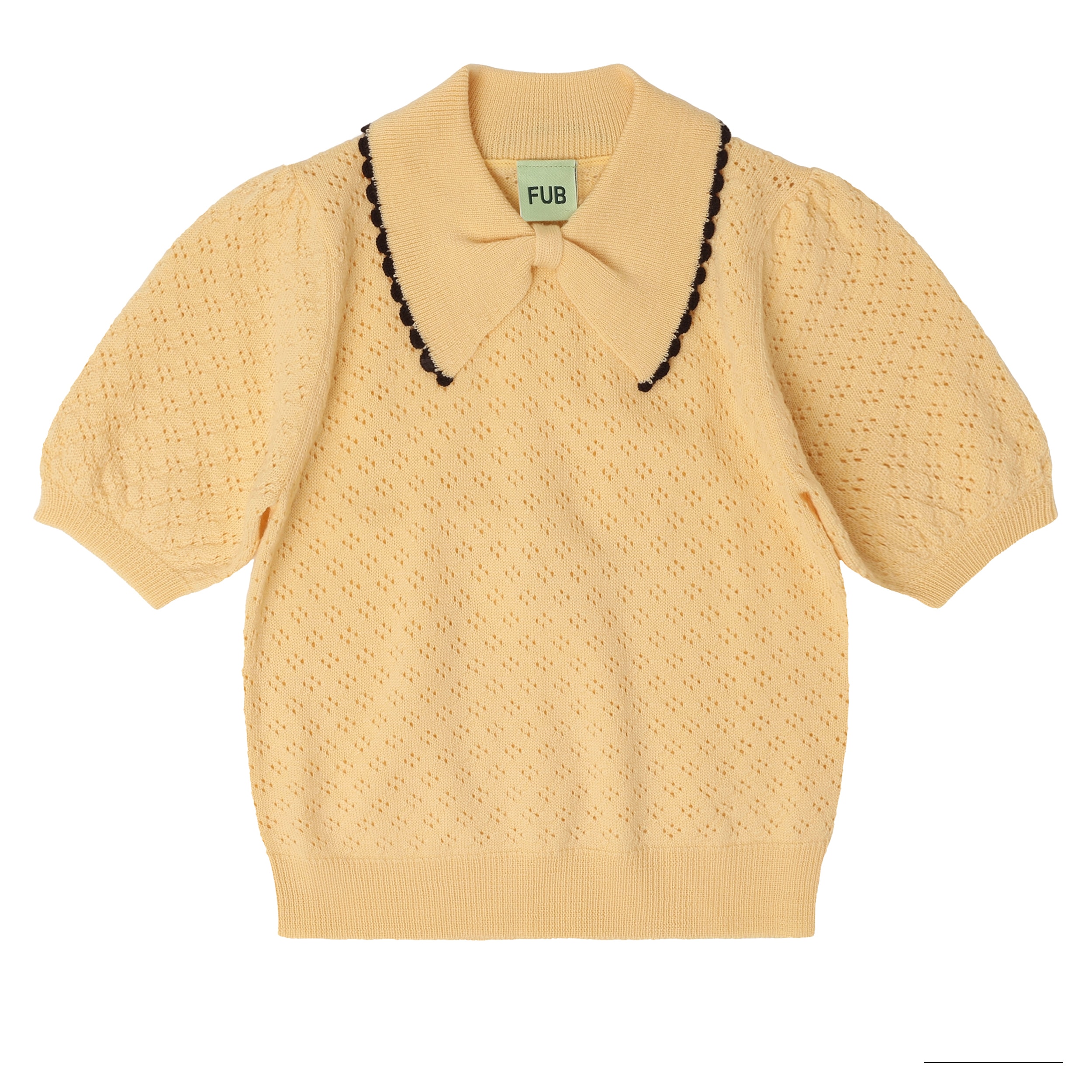 Pointelle Wool Polo Wheat
