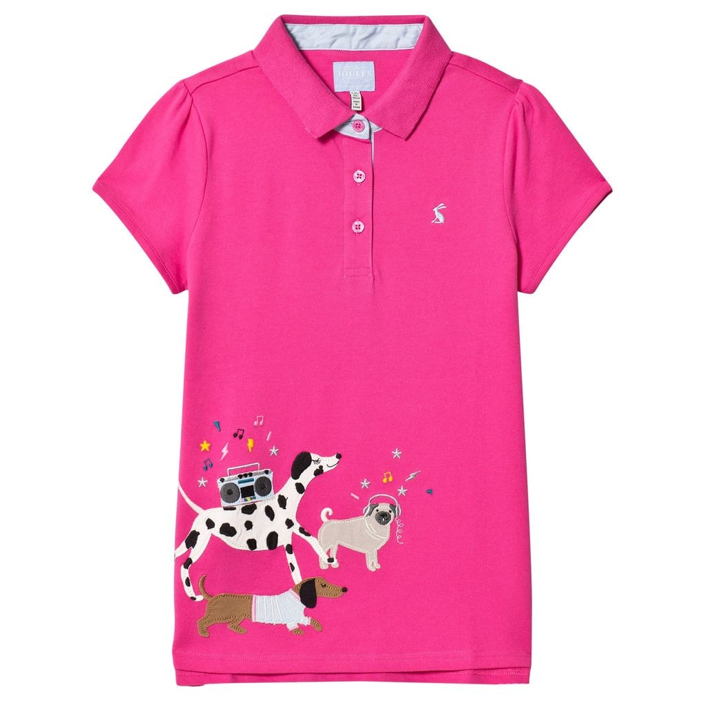 Pink Moxie Party Dogs Applique Polo Top