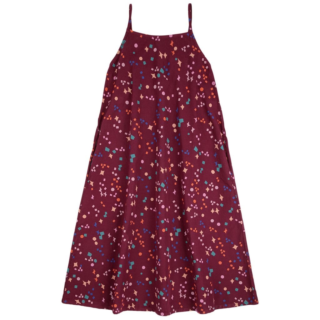 Sparkles All Over Strap Woven Dress Burgundy Red