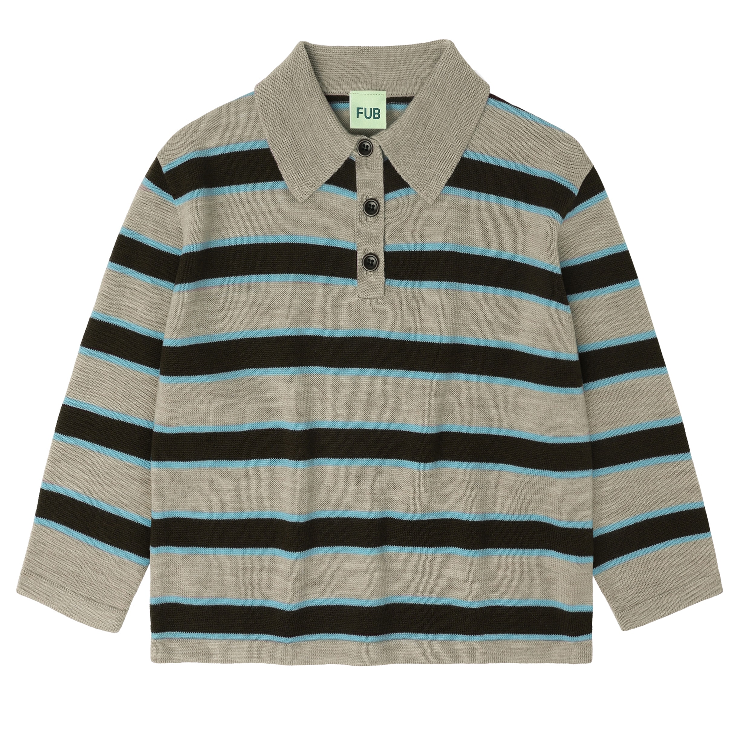 Wool Striped Polo Oat Melange