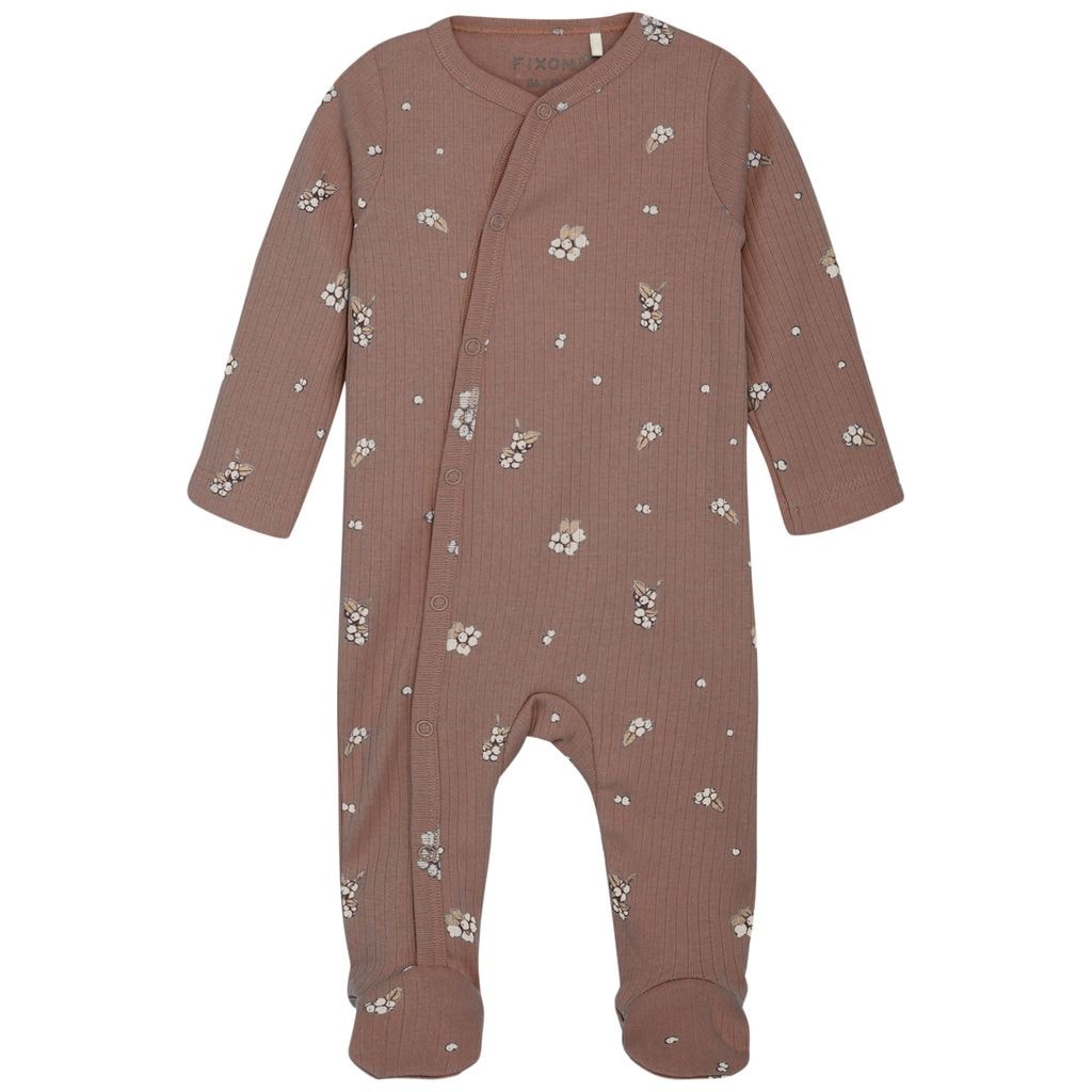Nightsuit w. Feet Rib Deep Taupe Nightsuit Babygrow Deep Taupe Puuvillamukavuus