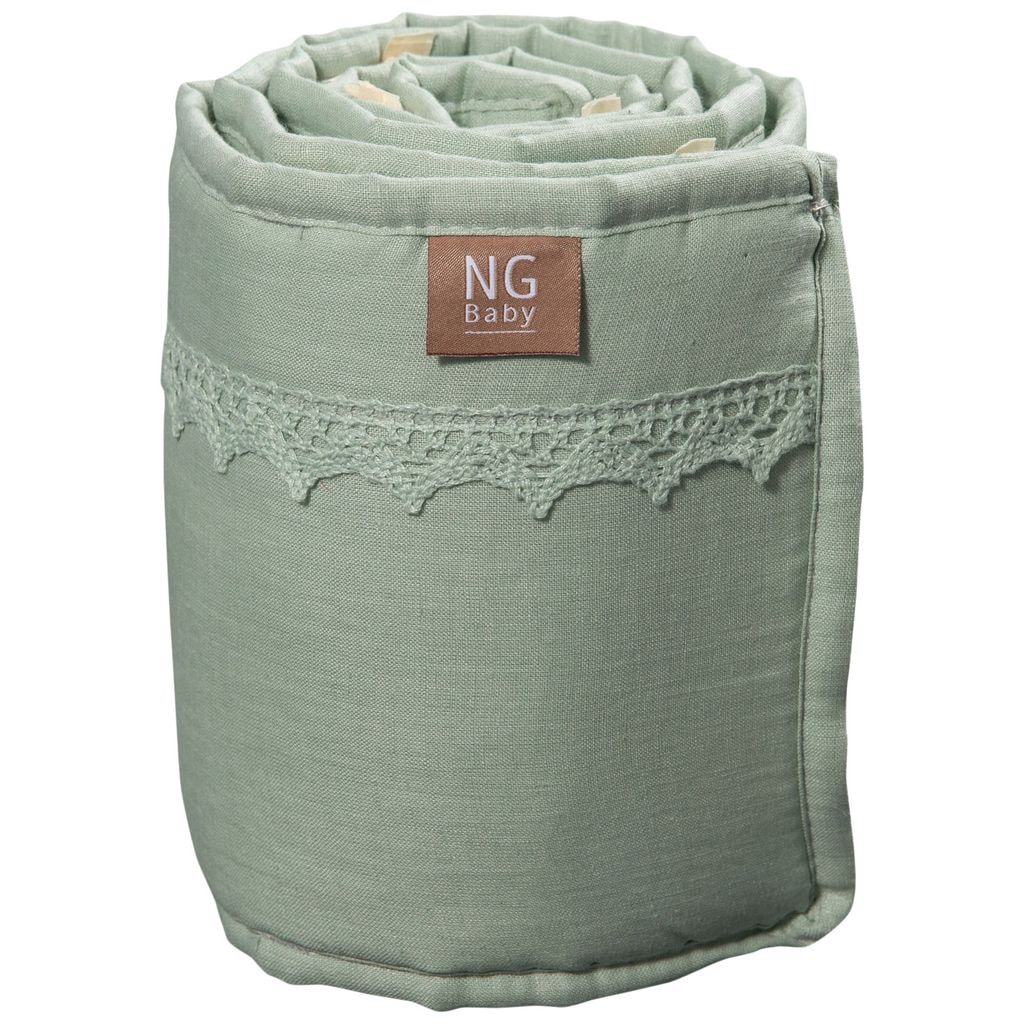 Bumper krybbe lin med blonde Sage Green