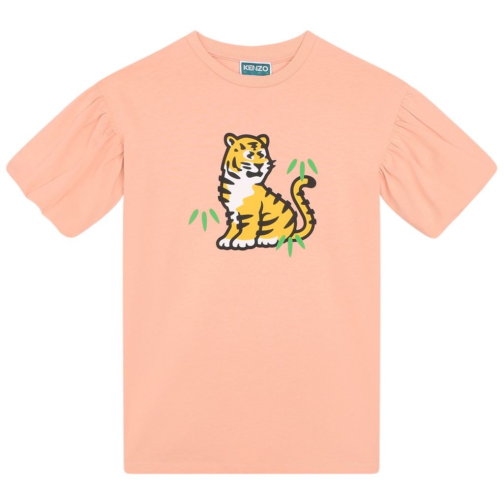 T-Shirt Dress With Tiger Print Nude